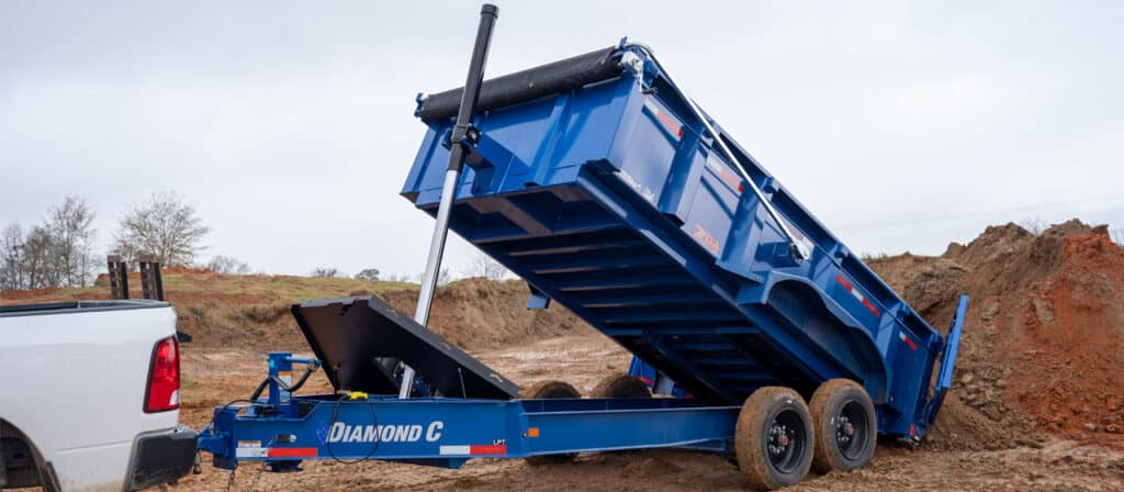 LPT BLUE DUMP TRAILER UNLOADING ACTION LID TARP